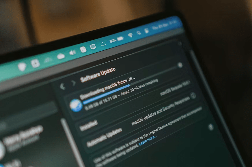 Computer displaying software or game updates, representing ongoing development and feature improvements during Early Access.